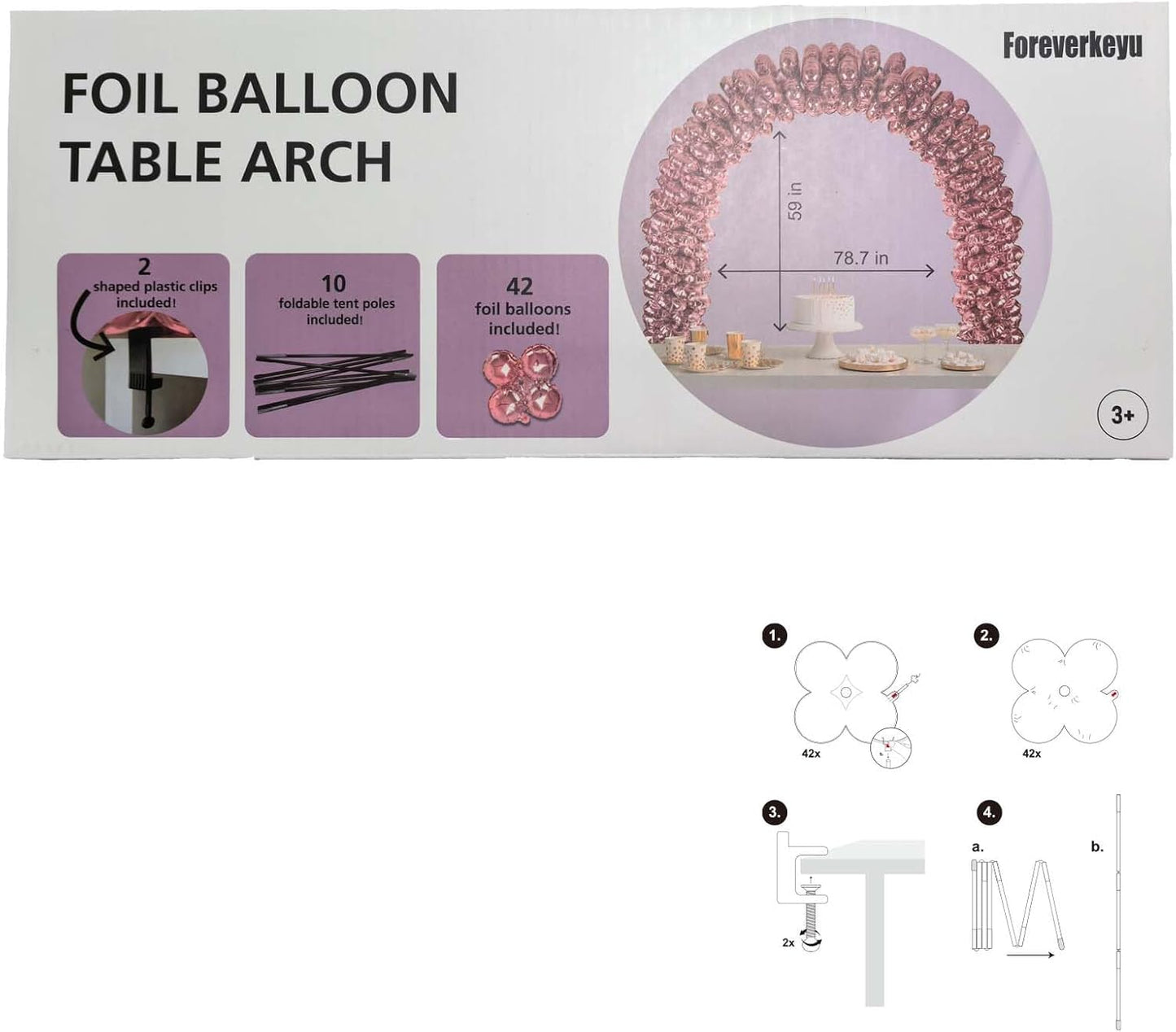 6.6FT Balloon Table Arch Kit – Adjustable Foil Balloon Arch Stand for Birthday, Wedding, Party, Baby Showers and Graduation Decorations – Easy Assembly Party Supplies (Rose Pink)