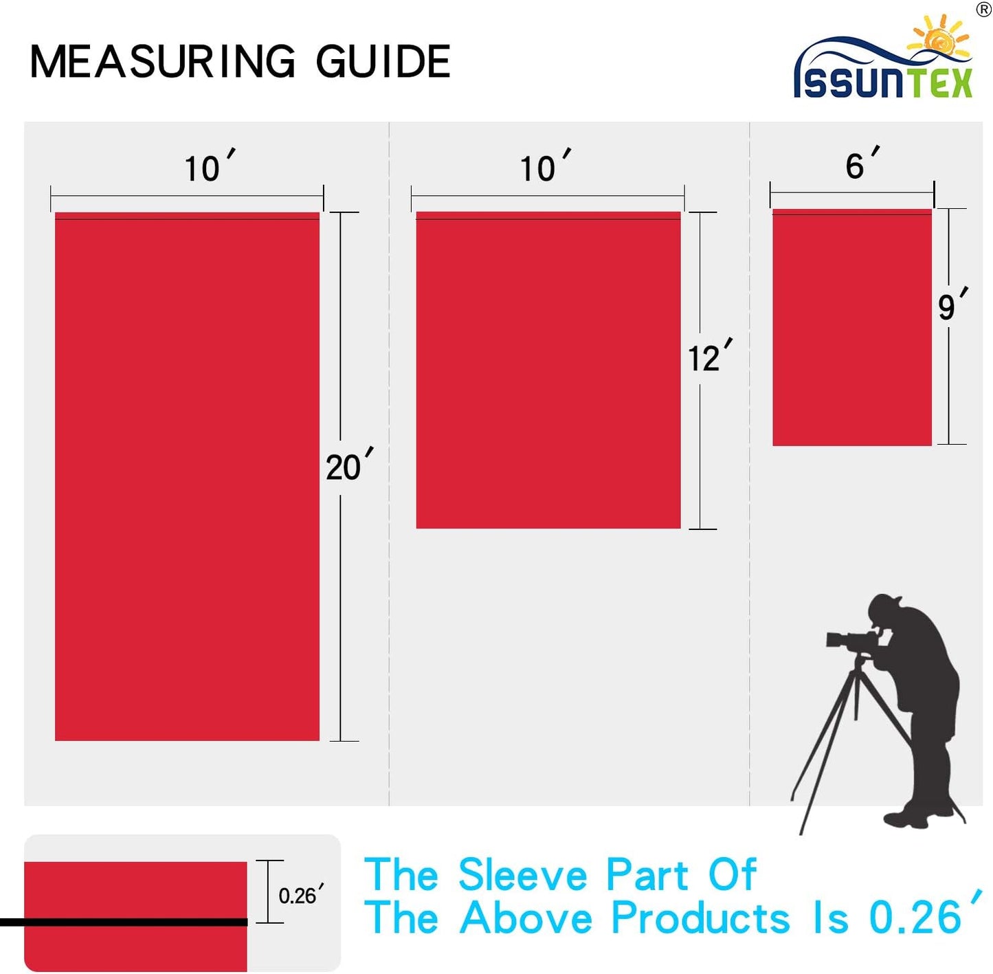ISSUNTEX 10X12 ft Background Muslin Backdrop, Photo Studio, Collapsible High Density Screen for Video Photography and Television-Red