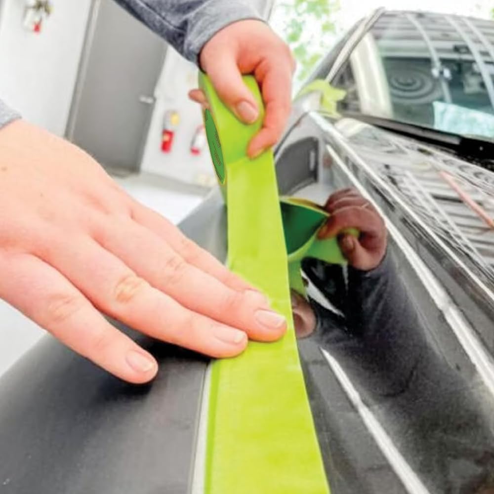 LAUCO DINOGREN High Performance Masking Tape for Car Paint, Heat & Water Resistant, Multi-Purpose Green (1.5 in x 60 yd, 6 Rolls) – Clean Removal, Auto Body Shop, Industrial Use, Crepe Backed*