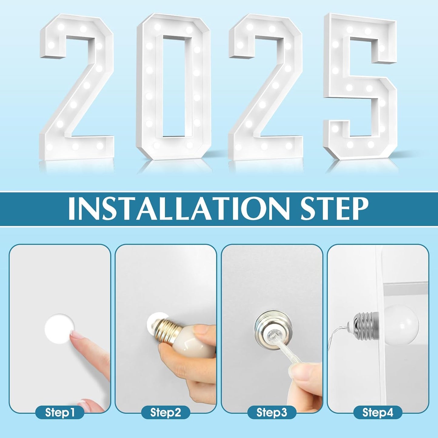 Ledido 4FT Marquee Light Up Numbers, Cool White Light Up Numbers Large Marquee Numbers for Party Decorations,8th 18th Birthday Anniversary Decor, Number 8