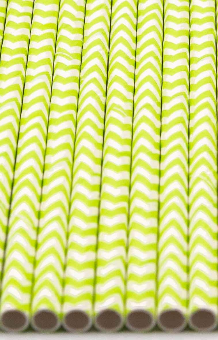 Pack of 300 Green Chevron Biodegradable 4-Ply Paper Drinking Straws (Compostable, Non-toxic, BPA-free)
