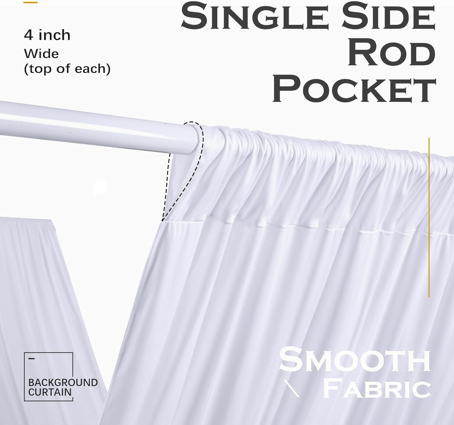 PartyVillage 10 Panels 5ftx30ft White Ceiling Drapes for Wedding Parties โ 30 FT Extra Long Thick Polyester Wrinkle-Free Drapery Tent Decor Decorations for Birthday Party Ceremony Stage Swag