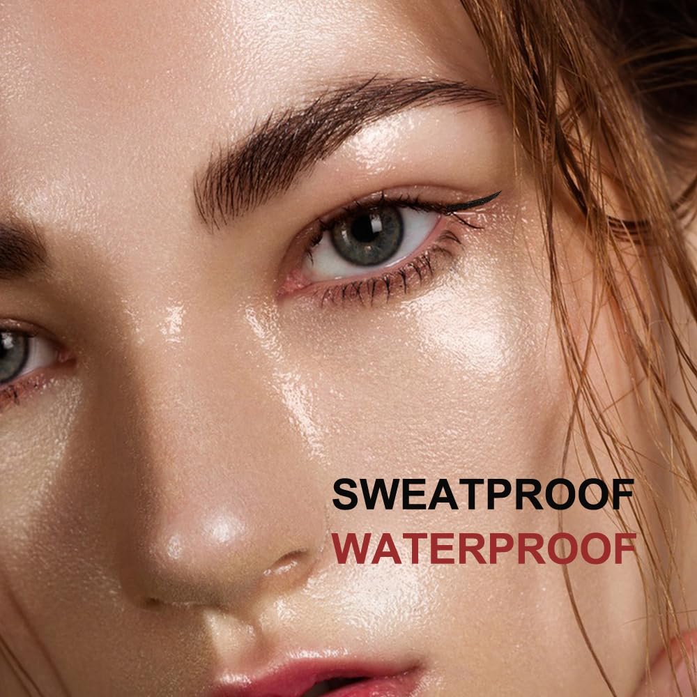 Upgraded Eyebrow Stamp Pencil Kit - Waterproof Eyebrow Pen, Black Eyeliner, Pomade, Customized Blade Brush and Razor