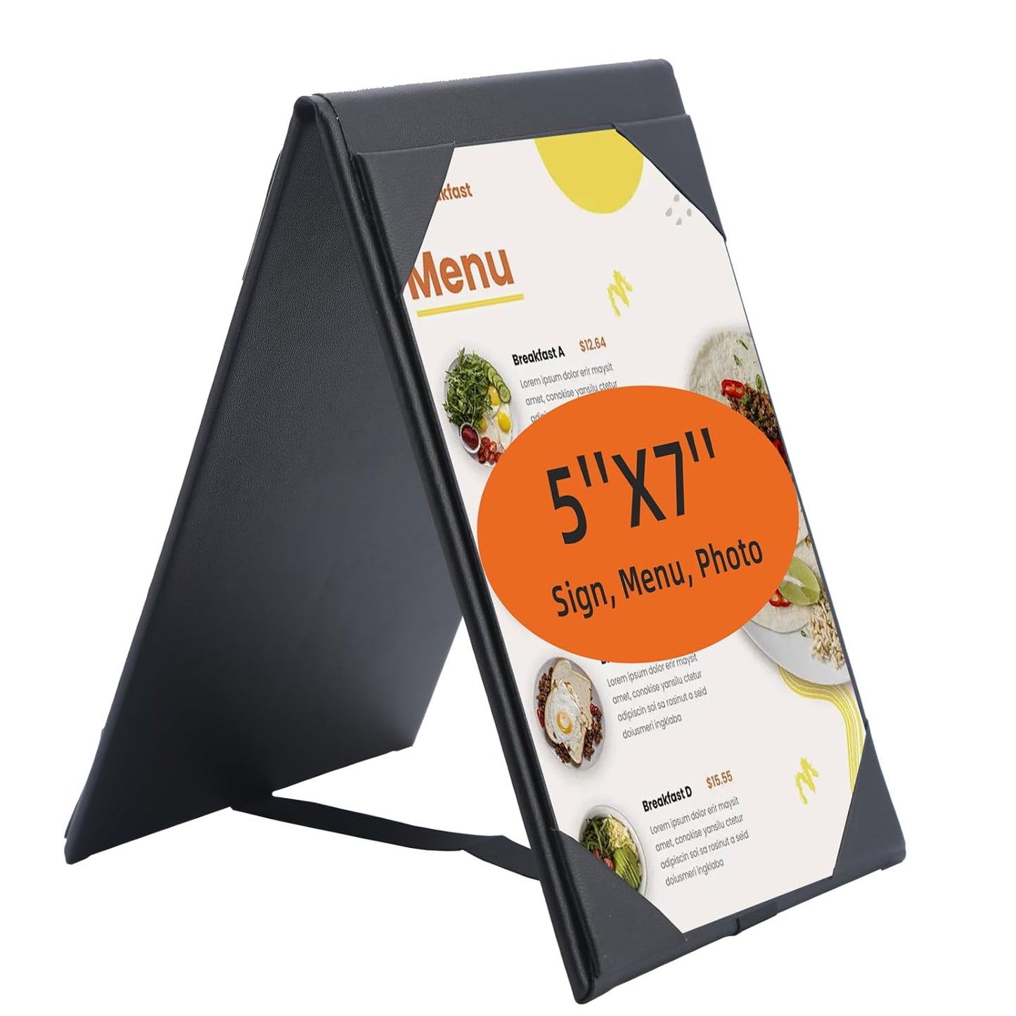 Menu Covers - Set of 10 Double-Sided Table Tent Cards for Restaurant, Dinner Party, and Bar Menus - Includes Bill Holder and Reserved Seating Signs - Easy to Clean and Foldable (10, 5"x7")