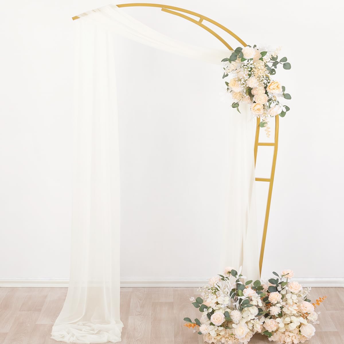 Socomi Ivory White Wedding Arch Draping Fabric 29" x 20Ft 2 Panels Sheer Outdoor Curtain Drapes Extra Long for Bridal Baby Shower Ceremony Birthday Party Decor