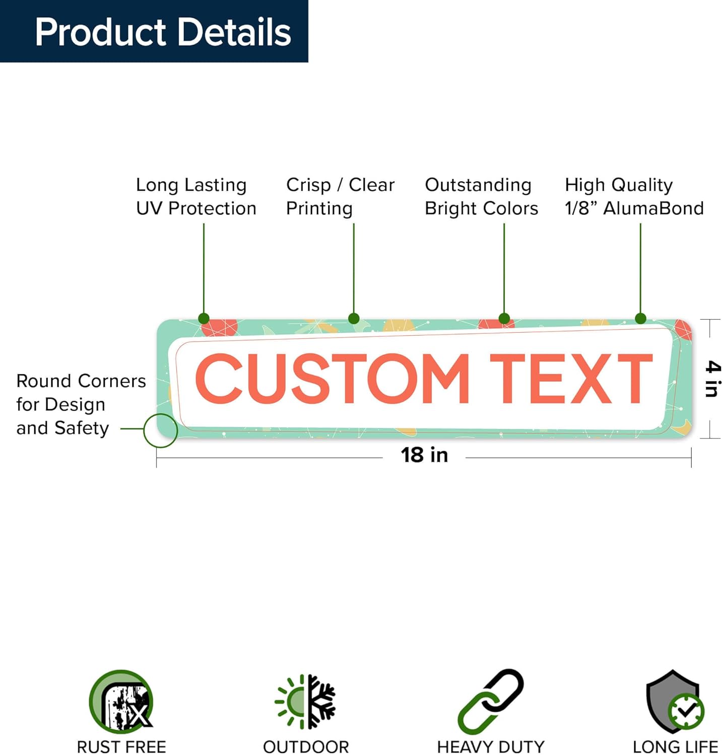 Custom Sign, Custom Street Sign, 11 Font Colors, 13 Font Styles, 4 Hole Options, 22 Sizes, 4x18 Inches, Rust Free DiBound, Fade Resistant, Made in USA by My Sign Center (Mid-Century Modern 2)