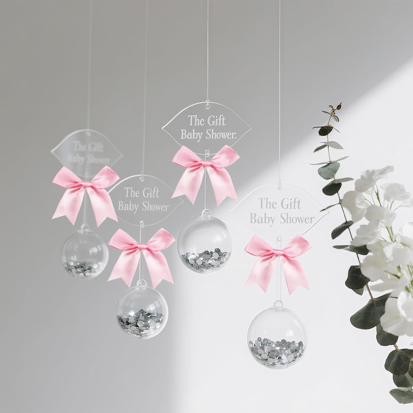 50 PCS Twist Tie Bows Satin Ribbon Bows 3.3 Inch Gift Wrap Bows Craft Bows for Gift Wrapping, Party Decorations Gifts Bag DIY Treat Bags Wedding Decor Baby Shower Christmas (Light Pink)