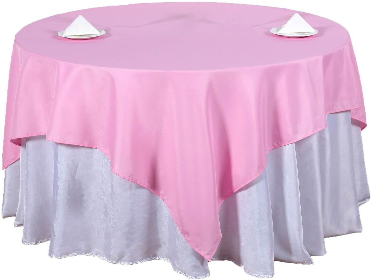 Efavormart 70" Premium Square Polyester Tablecloth for Wedding Kitchen Dining Events - Pink