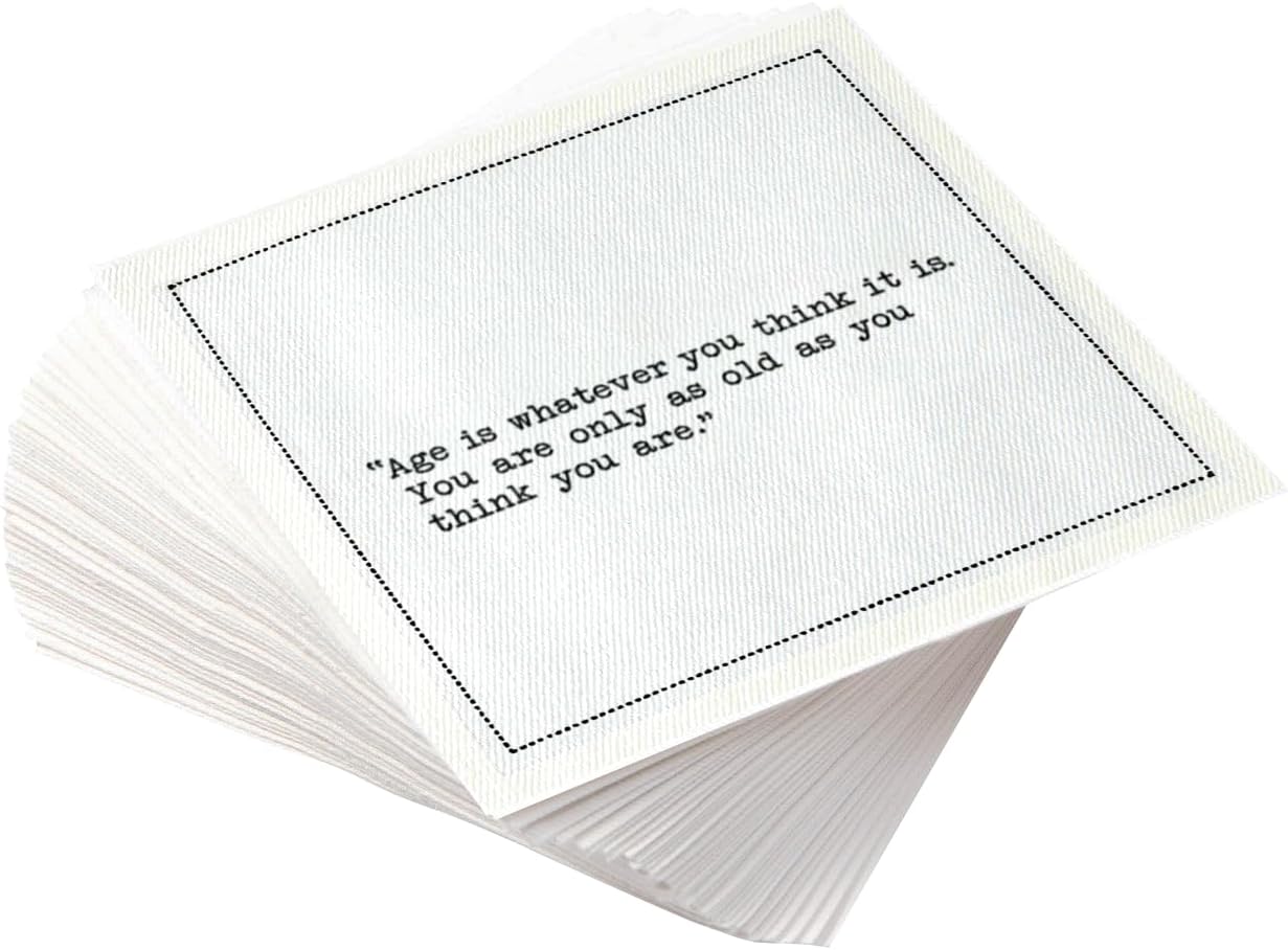 Five Star Napkins Birthday Quotes, White Cotton Cocktail Napkins, Beverage Napkins, Bar Napkins, Cloth Napkins, Party Napkins, Events, Holidays, Weddings, Birthdays, Disposable, 4.5" x 4.5"- (50x)