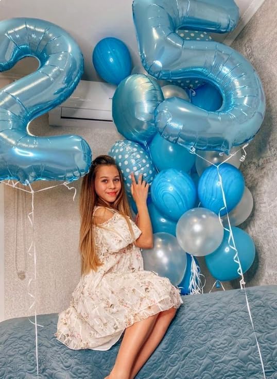 Pearl Blue 40 Inch 0 Number Balloons, 0 Decorations for 10 20 30 40 50 60 70 80 90 100Birthday, Foil Giant Birthday Graduations Anniversary Party Balloons