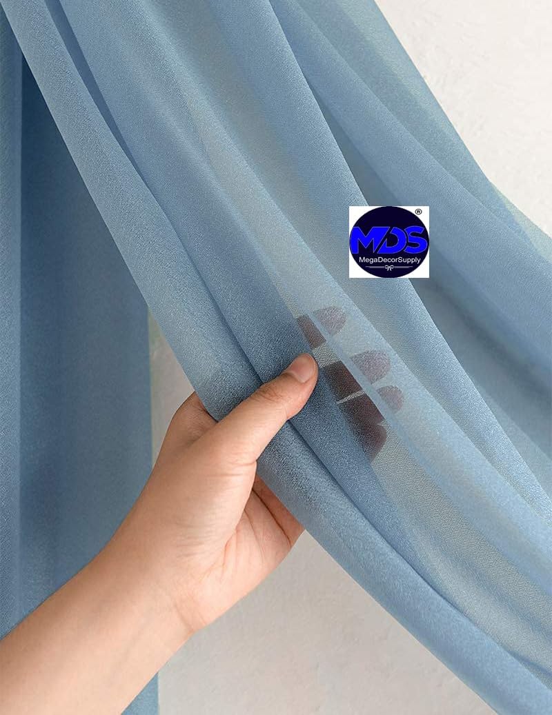 MDS Halloween Chiffon Draping Fabric - 1 Panel, 30" Wide x 20ft Long - Sheer Spooky Arbor & Canopy Drapery for Haunted House Backdrops, Party Ceilings, DIY Costumes & Themed Events - Dusty Blue