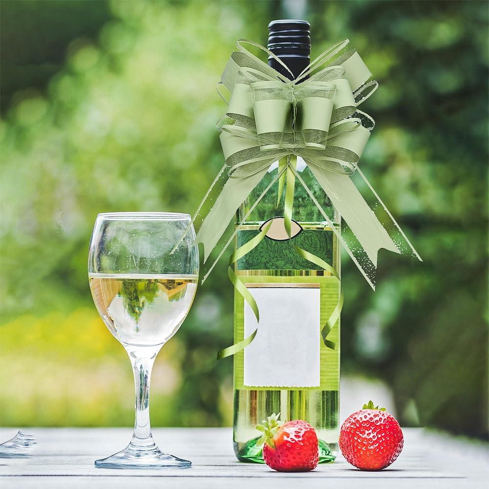 WEWILUCK Bows for Gift Wrapping, Sage Green Gift Bow for Presents, Gift Baskets, Gift Bags, Gift Boxes, Christmas, Easter, Birthdays, Baby showers(6 inches, 15PCS)