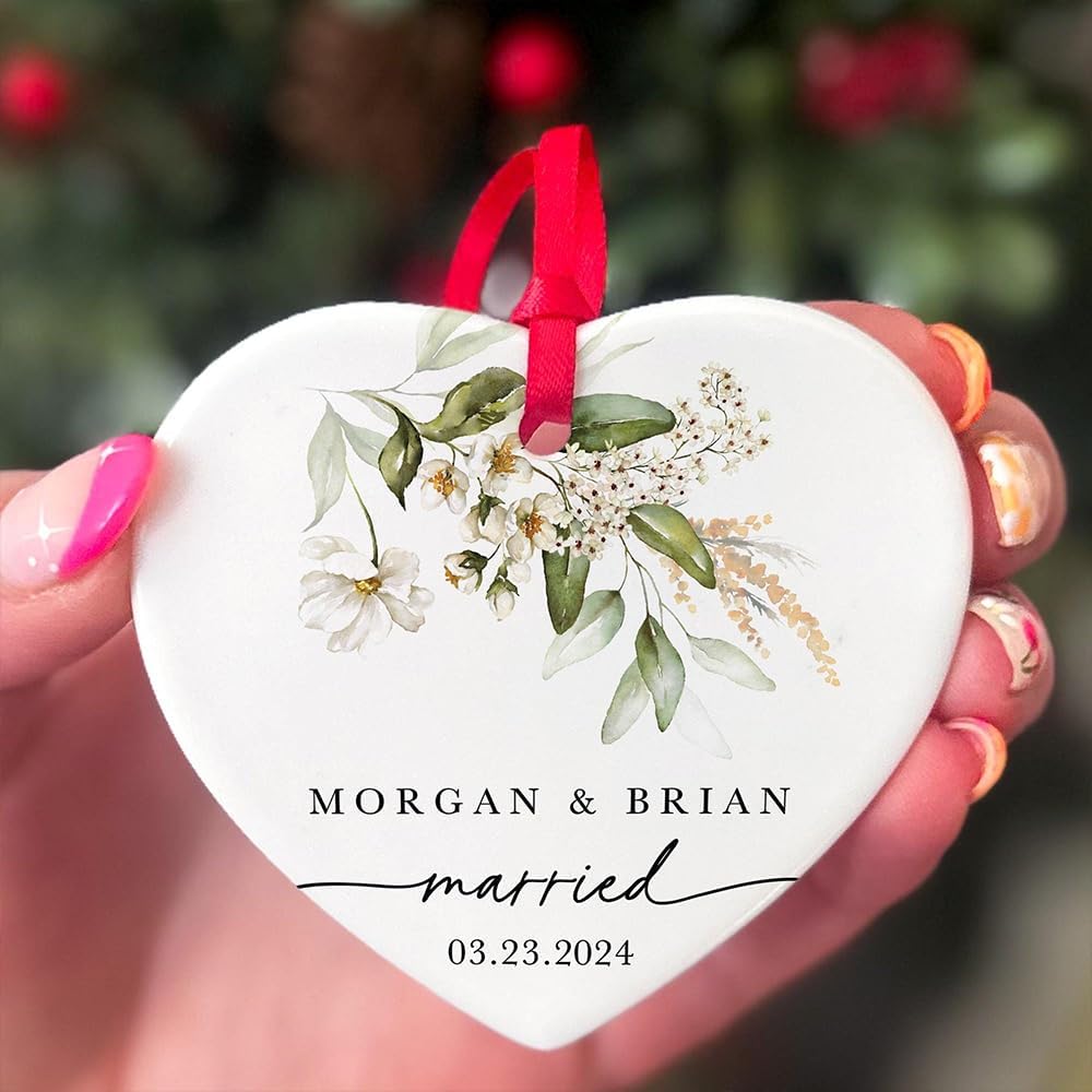 GABITA Personalized First Christmas Married Keepsake, First Christmas Married Ornament 2025, Decorations for New Couple, Married Ornament Calendar Gift 7