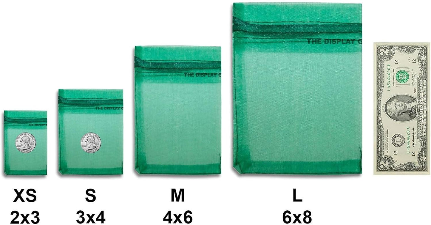 TheDisplayGuys 100-Pack 6x8 Dark Green Sheer Organza Gift Bags with Drawstring, Jewelry Candy Treat Wedding Party Favors Mesh Pouch