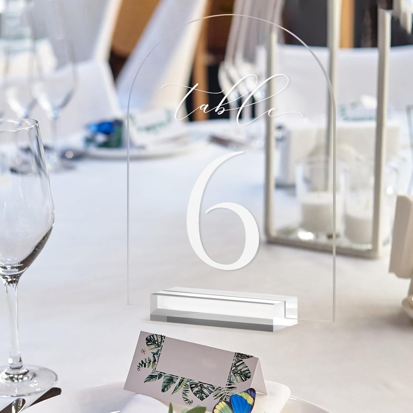 JINMURY Clear Arch Table Numbers for Wedding, 5x7 Inch Arched Acrylic Table Numbers 1-10 with Stands, Clear Acrylic Arch Sign with Holder for Centerpiece, Reception, Wedding, Party, Event