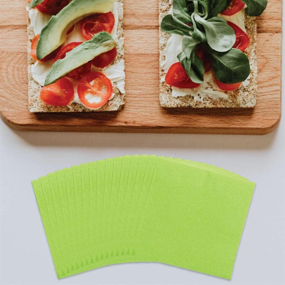 JAM PAPER Medium Lunch Napkins - 6 1/2 x 6 1/2 - Lime Green - 50/Pack