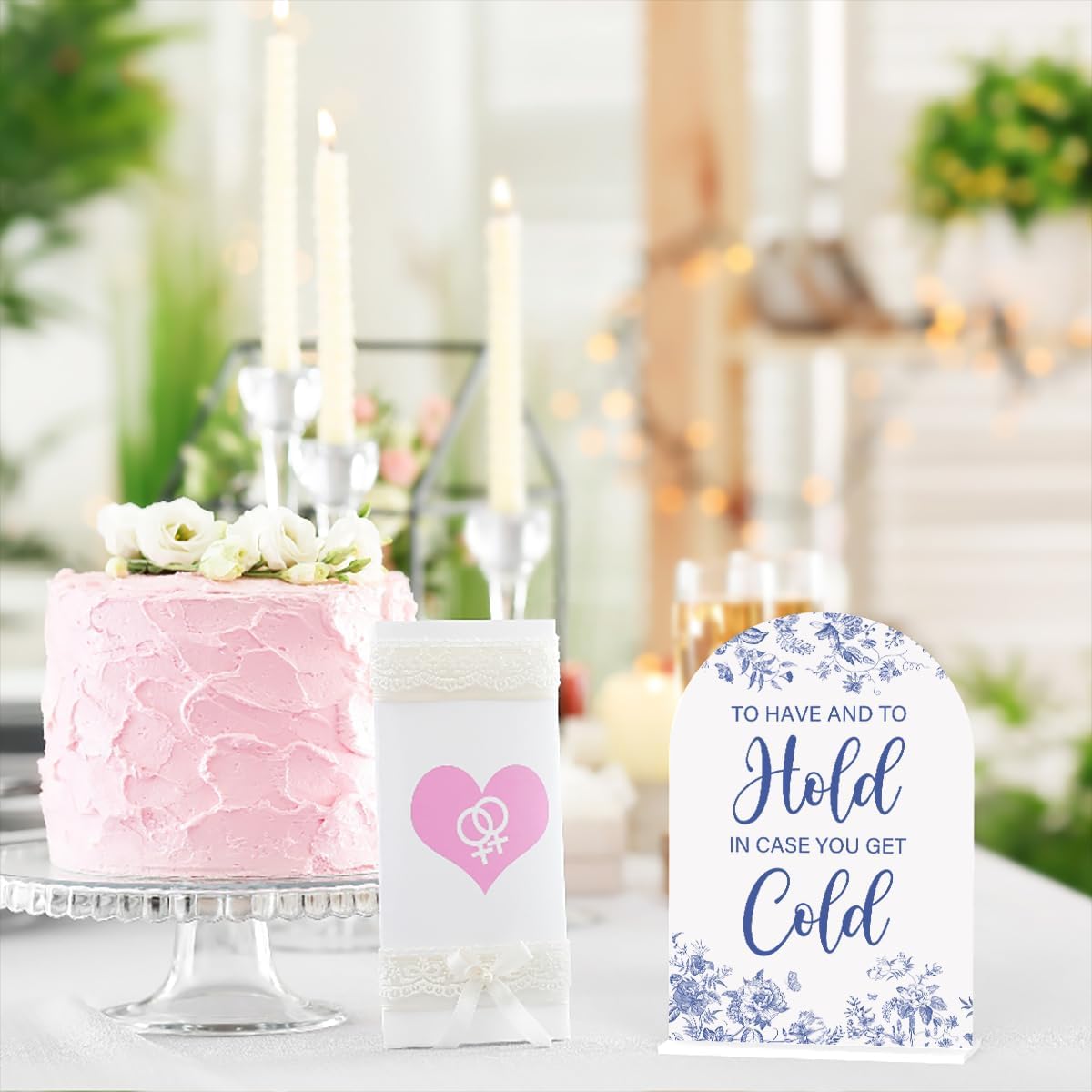 Acrylic Wedding Signs, Dusty Blue Wedding Decor, Blue Weddings Decor, To Have And To Hold Signs for Reception, Modern Calligraphy Arch Acrylic Table Top Sign for Weddings Parties Dinners (White)