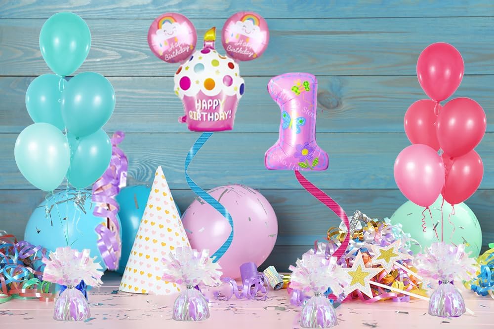 Metallic Balloon Weights, Birthday Party Favors, Novelty and Gag Gifts, 5.5" Inches, 12-Pack (Iridescent Pink)