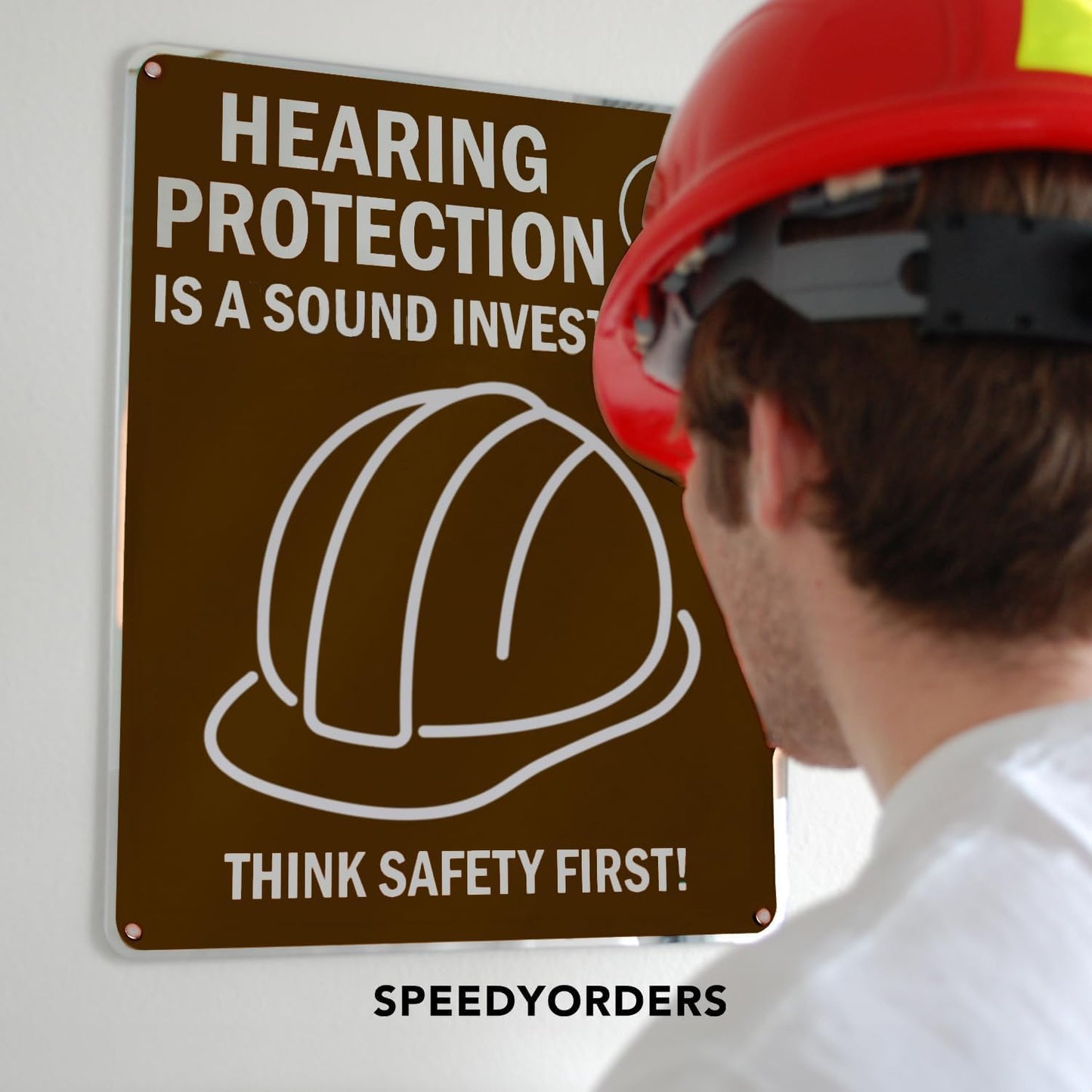 SPEEDYOOKS Custom Outdoor Metal Sign, Personalized Aluminum, Customized Safety, Business, Waterproof - White Aluminum (Brown Background, 12x8 In)