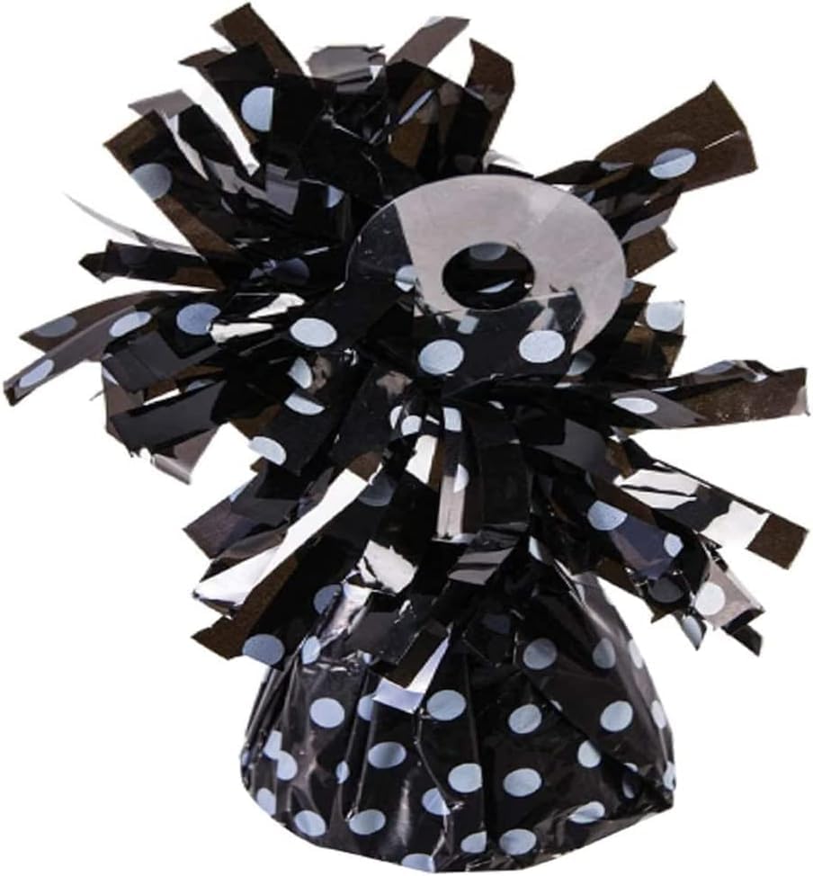 PMU 3 Pcs Polka Dot Kisses Balloon Weights - Decorative Balloon Weight for Christmas, Thanksgiving, Birthday, Party Favors, Wedding & Baby Shower - 6oz. Black With White, Pkg/3