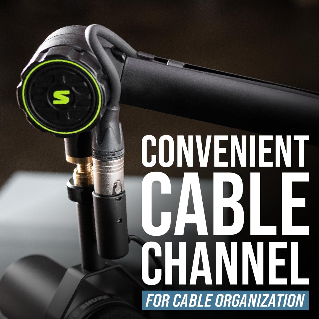Shure by Gator Deluxe Articulating Desktop Podcasting Mic Boom Arm with Cable Management Channel; (SH-BROADCAST1)