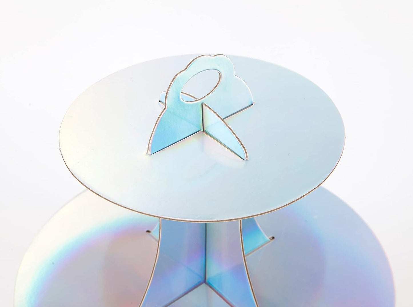 3-Tier Cupcake Stand, Round Rainbow Cake Stand Holder, Tiered DIY Cupcake Stand Tower for Dessert Table Displays, Birthday Theme Party Favors Decoration, Floral Tea Party, 12" W x 12.8" H, Laser