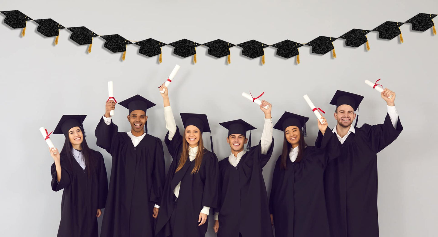 Graduation Decorations Class of 2026 Glitter Pre-Strung Congrats Grad with Tassel Party