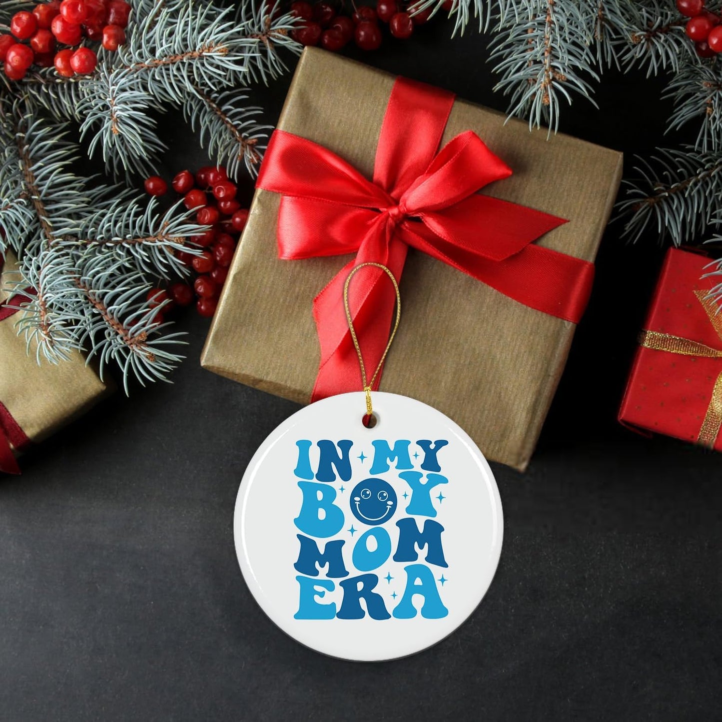 NewEleven Gifts for Boy Mom - Pregnancy Gifts, Gender Reveal Idea for Pregnant, Expecting Mother, Mama, Mom to Be, Mommy to Be - Baby Boy Announcement Gift Ceramic Ornament