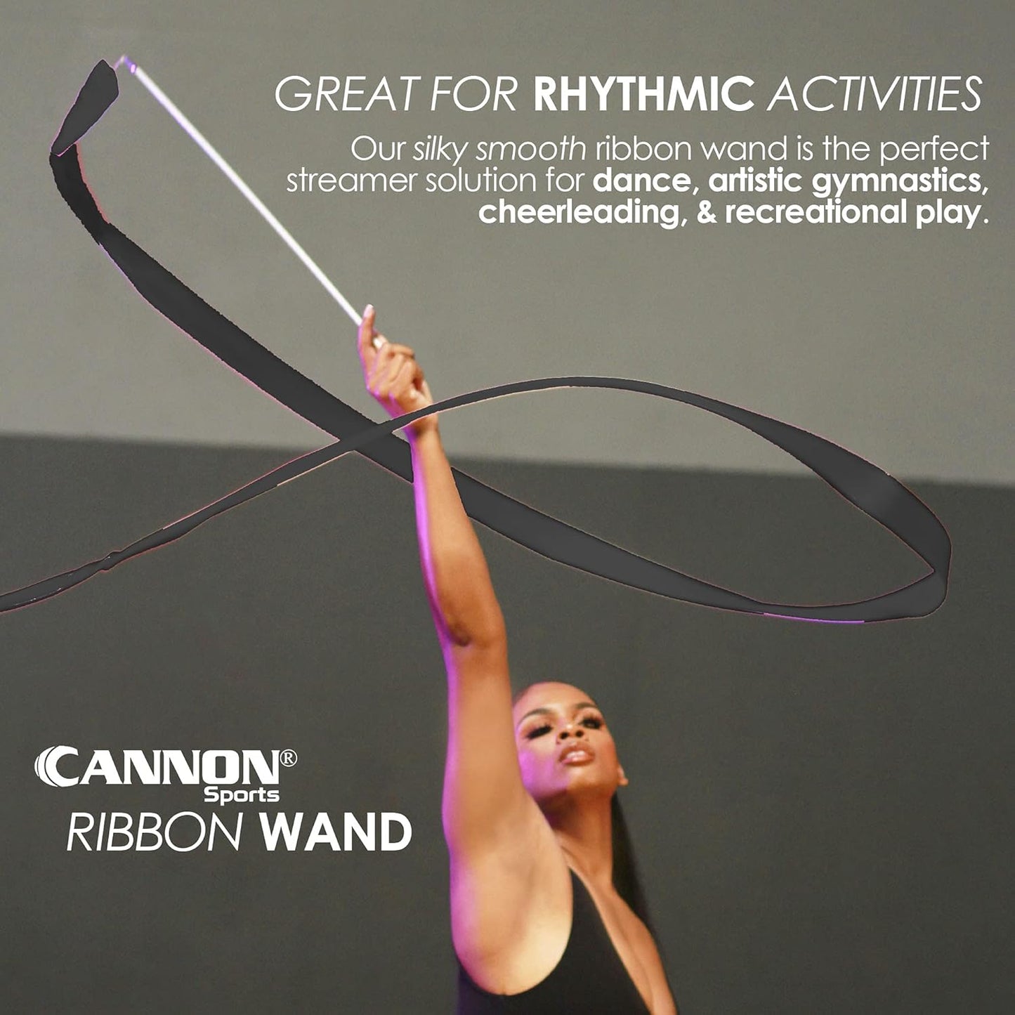 Cannon Sports Gymnastics Wand for Dancing, Cheerleading, Olympic Tournament, & Artistic Competitions (Black)