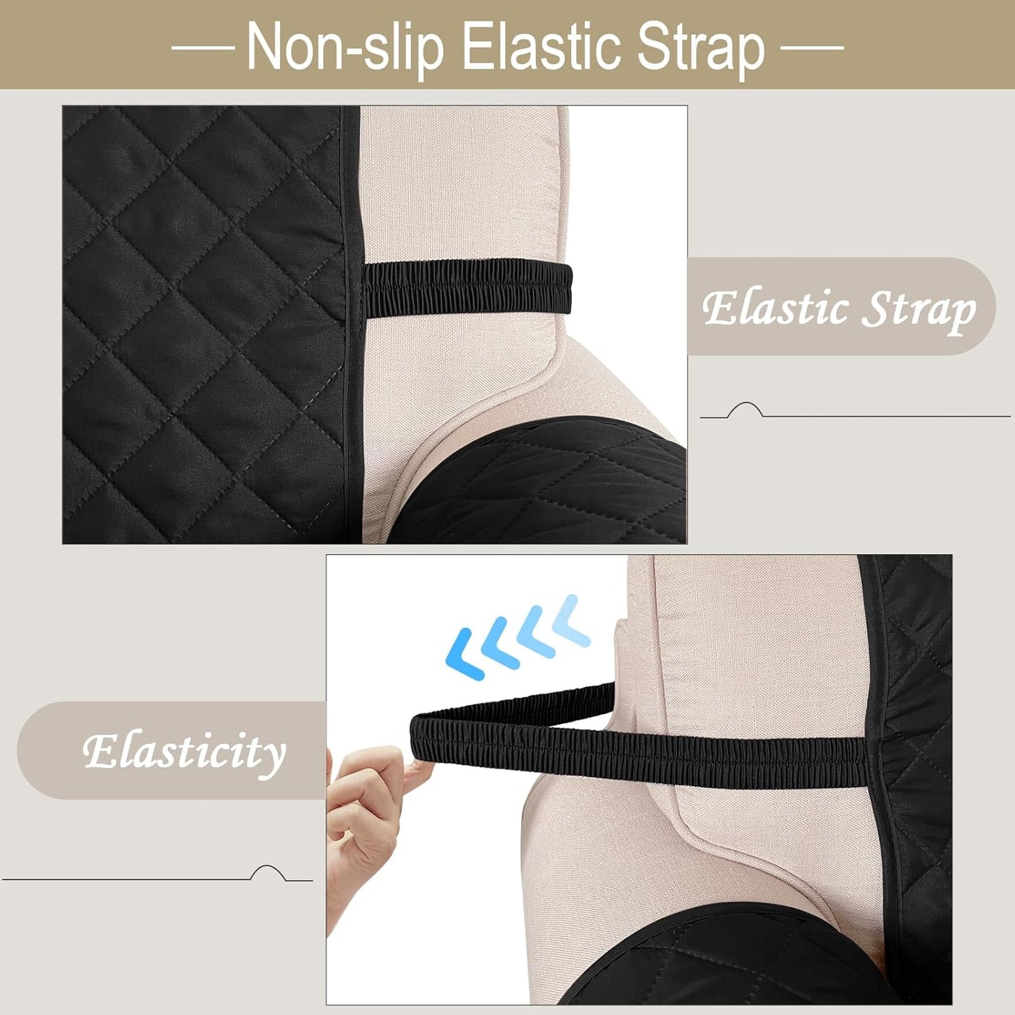 Recliner Chair Covers Reversible Sofa Cover Couch Cover for Pets Lazy Boy Furniture Protector(23''Chair,Black/Grey)