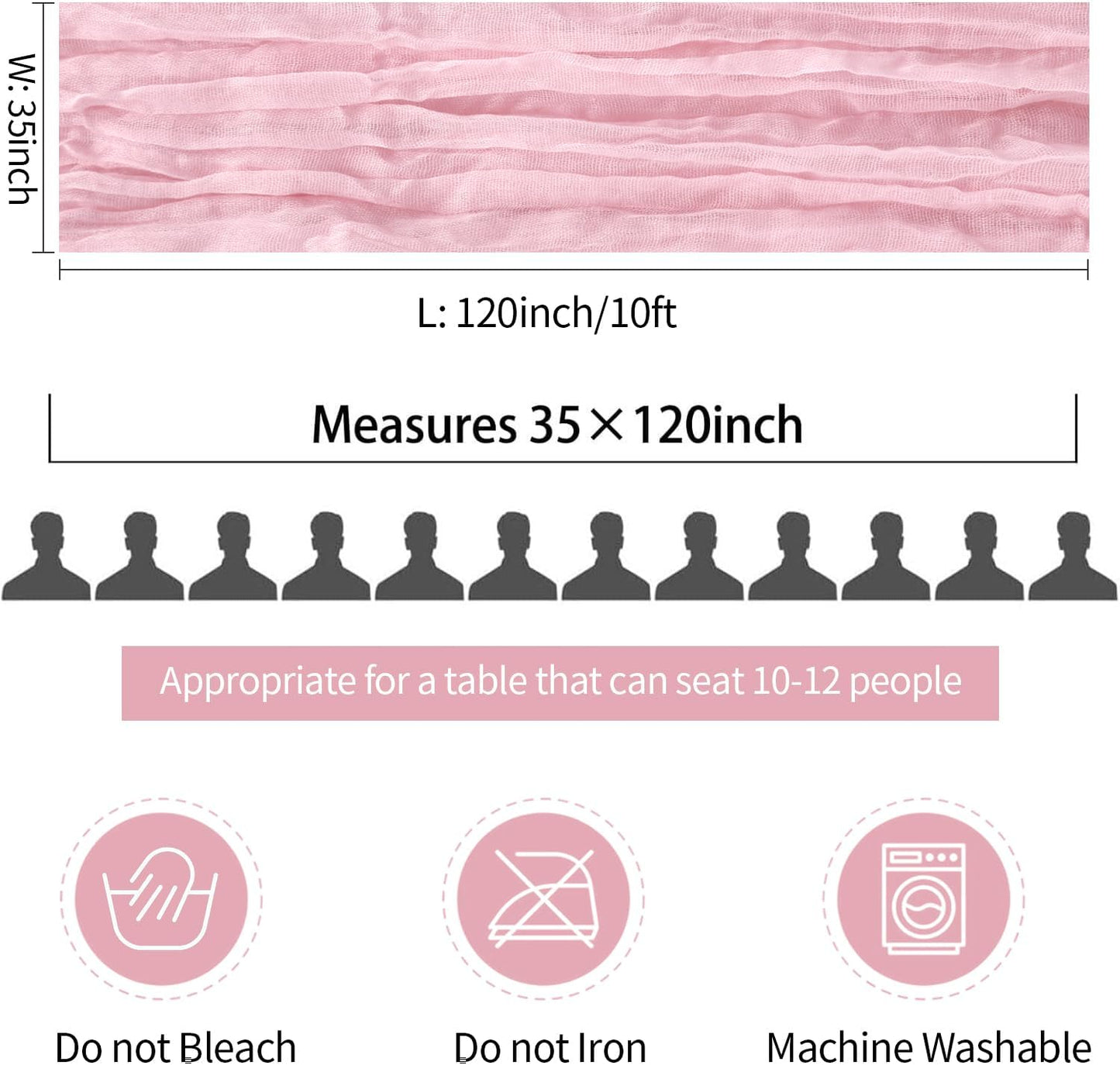 3 Pack Light Pink Cheesecloth Table Runner Gauze Table Runner Rustic Sheer Cheese Cloth 10Ft for Wedding Baby Shower Bridal Shower Sheer Boho Fall Thanksgiving Home Decor