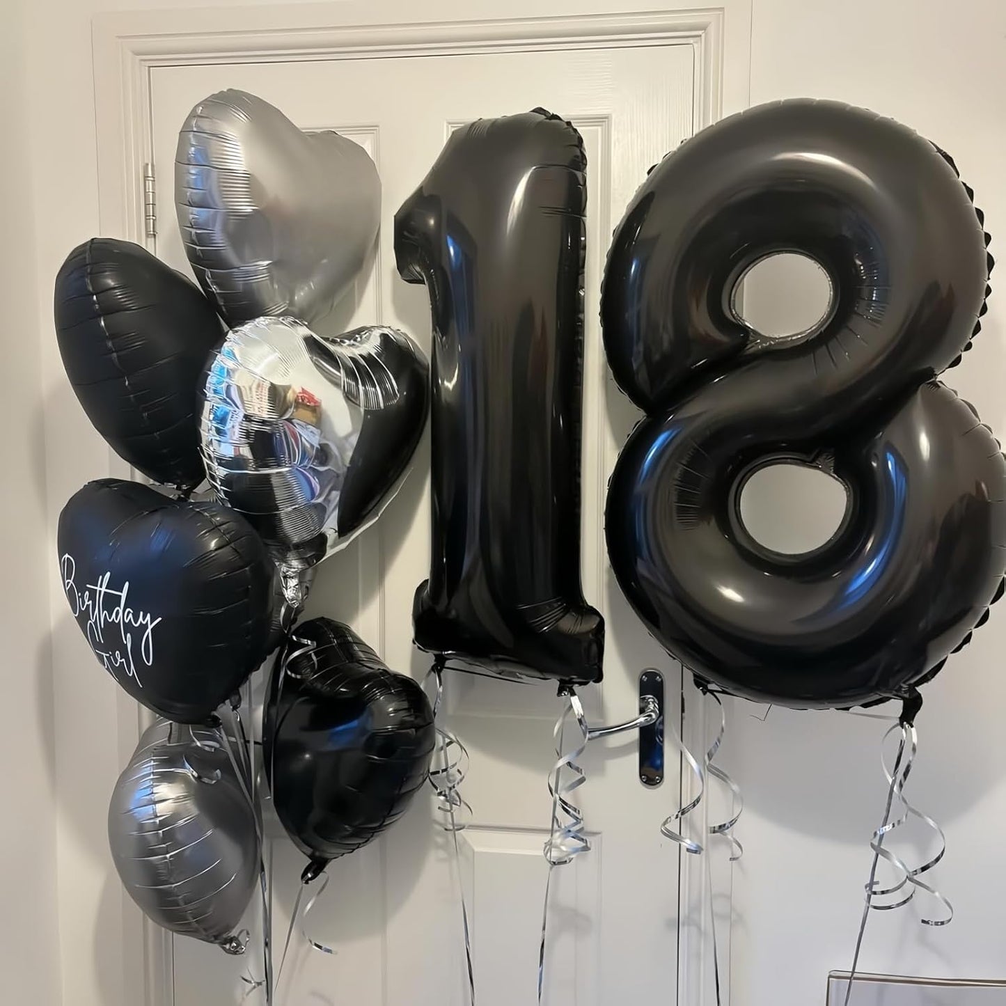 Black 8 Balloon Number,40 Inch Number 8 Balloon Large Black 8 Foil Mylar Helium Balloon for Birthday Party Decorations