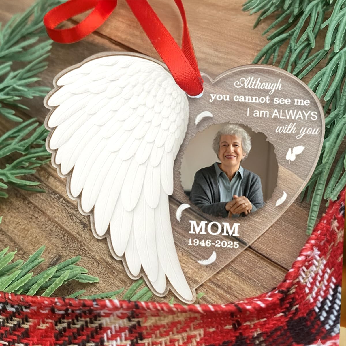 Personalized Memorial Glass Ornament 2025 – I Am Always with You Ornament, Custom Photo Memorial Christmas Ornament, Christmas|Birthday|Anniversary Keepsake for Loss of Loved One (M1)