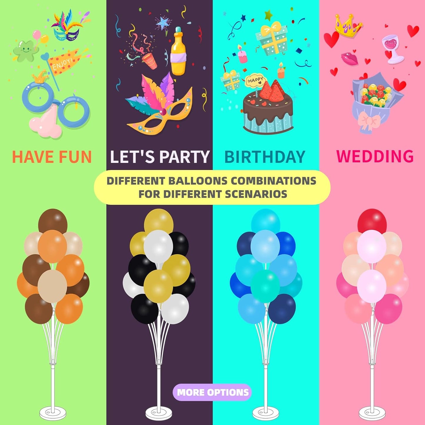 Balloon Column Stand Kit Set of 2 - Balloon Tower with Stand, Base, and Pole,Backdrop Decoration for Wedding, Baby Shower, Birthday Party, or Bachelorette Parties (No balloon)