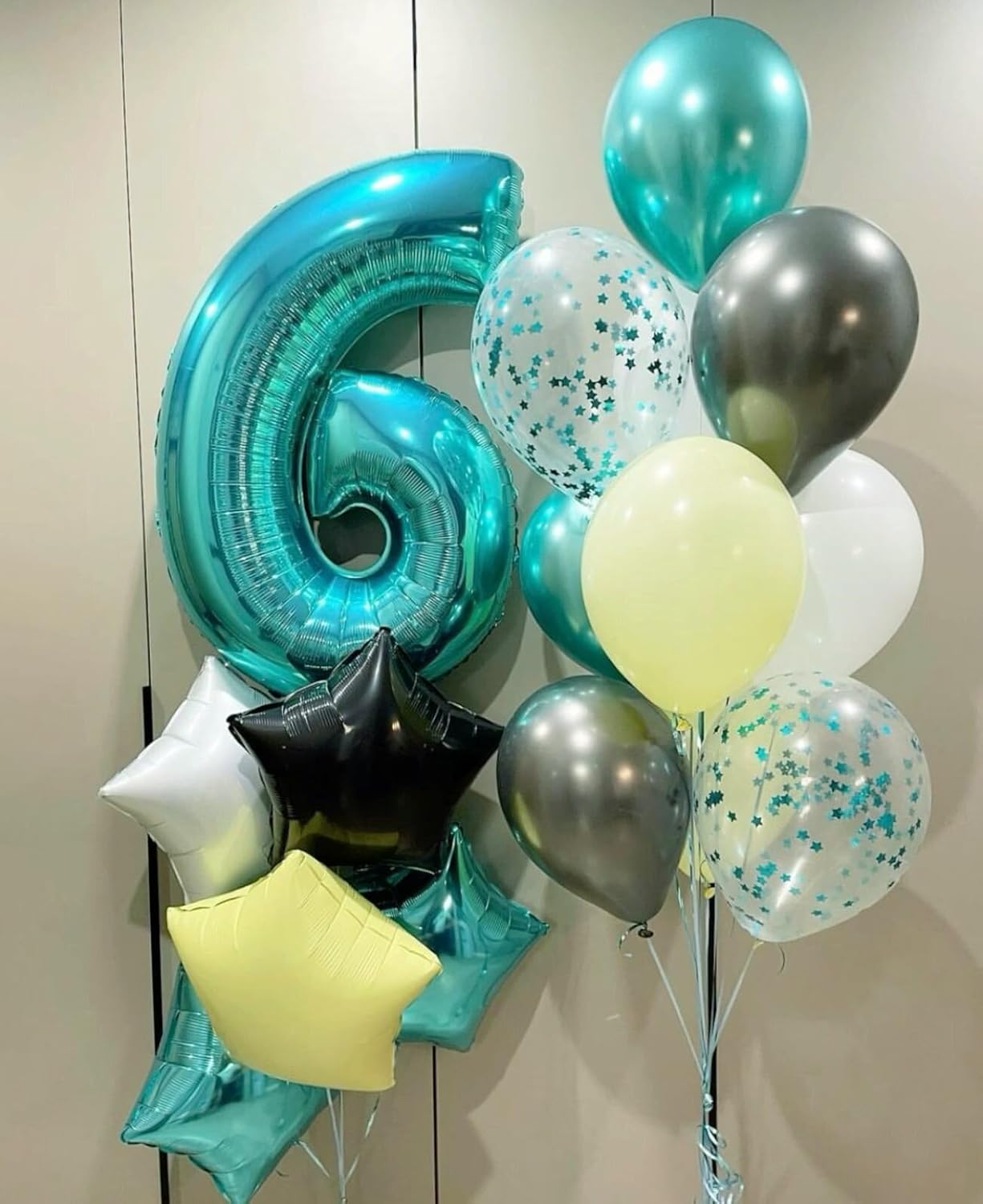 Teal Blue 40 Inch Mylar Foil Number 6 Balloon, Birthday Digital Balloons for 6 16 Boy Girl Party Decorations Supplies,Teal Blue Big Helium Balloon Numbers for 26 36 46 60 Men Women Anniversary