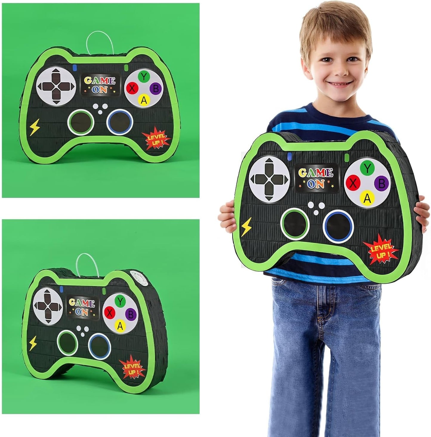 WERNNSAI Video Game Controller Piñata - Game Party Supplies Piñata Bundle with Blindfold and Bat for Boys Kids Gaming Theme Birthday Party Game Carnival Activity Decorations (15.7" x 12.2" x 3.1")