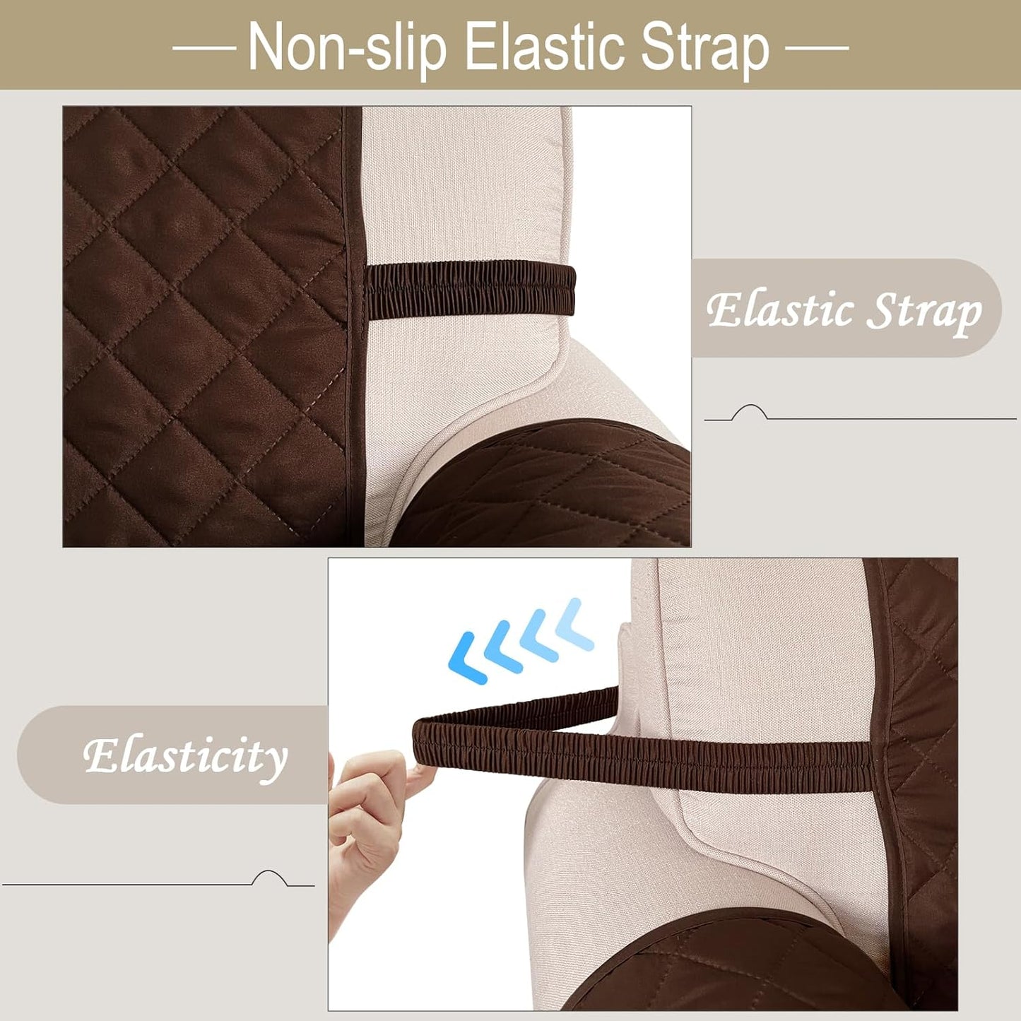 Reversible Sofa Covers Couch Cover Furniture Protector for Dogs Elastic Straps Water Resistant(Sofa,Brown/Beige)