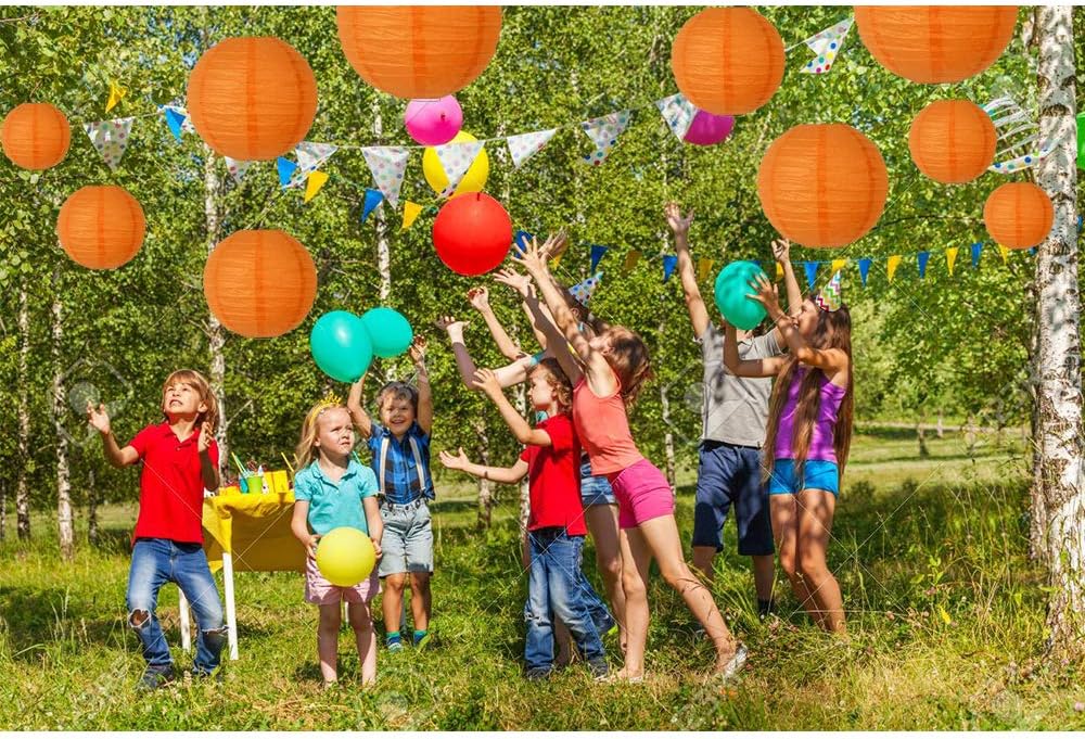 BEISHIDA Orange Round Paper Lanterns Decorative Hanging Asia Chinese Japanese Paper Lanterns Lamp for Birthday Wedding Halloween Baby Bridal Shower Fall Home Decor Party Decoration(10 Packs)