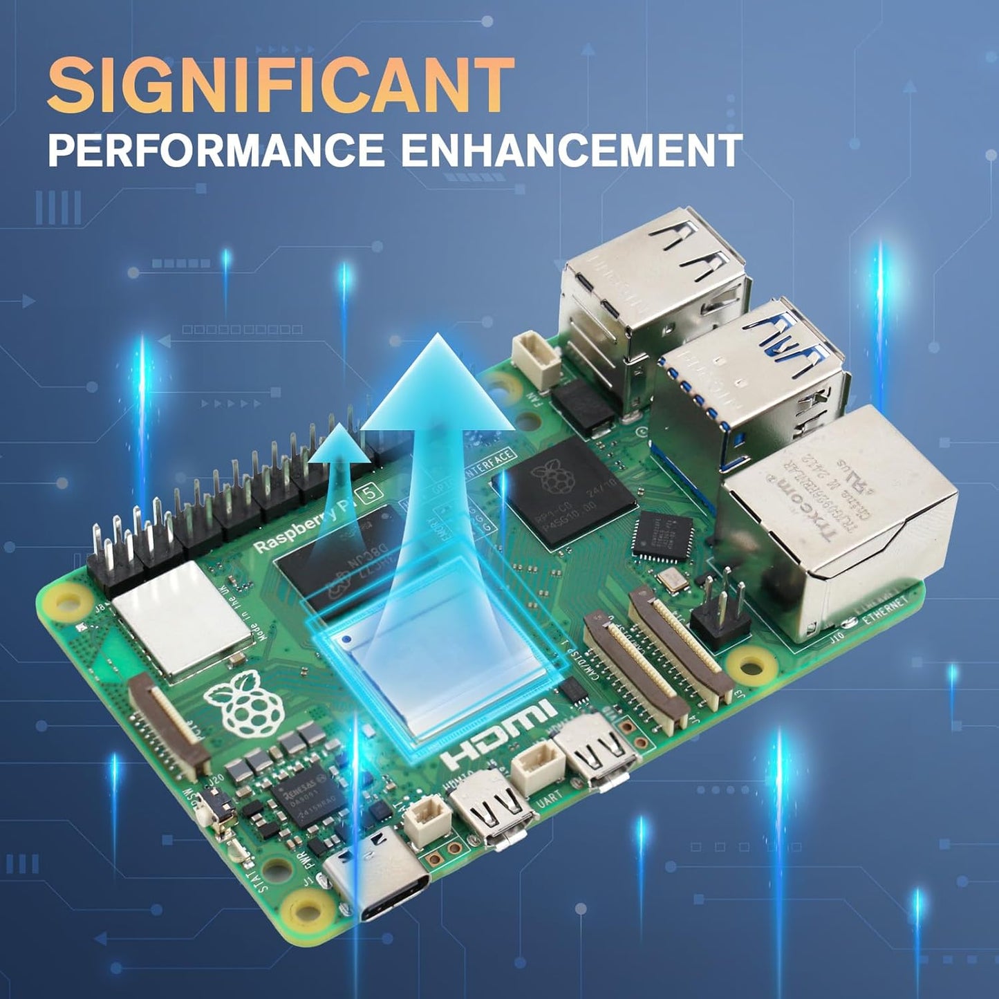 Raspberry Pi 5 Starter Kit with Pi 5 4GB RAM Board, 27W USB-C Pi 5 Power Supply, 128GB Card, Raspberry Pi 5 Aluminum Case