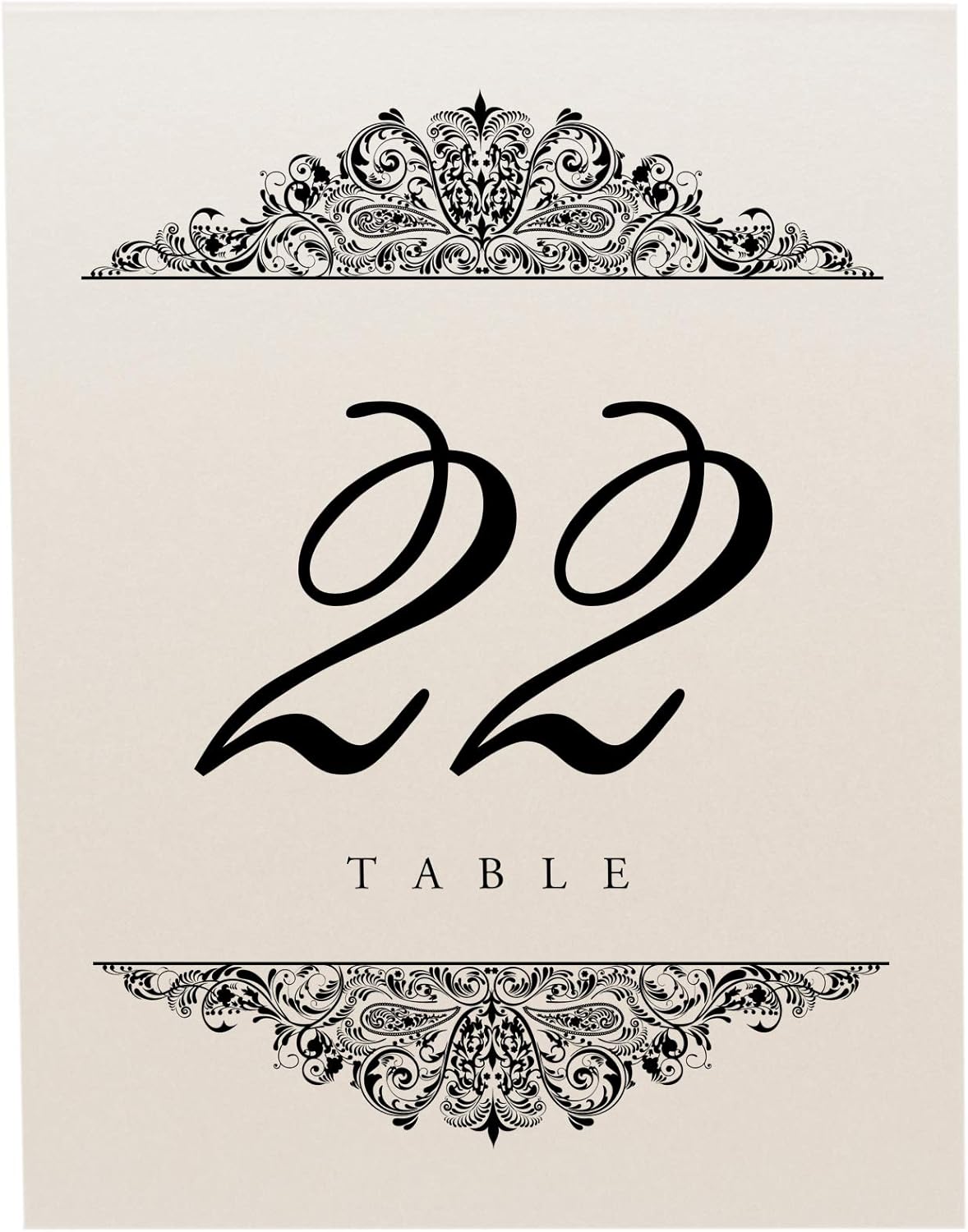 Paisley Wedding Table Numbers (Select Color/Quantity), Champagne, Black, 1-175, Double Sided, Tent or Use in a Stand, Great for Parties & Restaurants - Made in the USA
