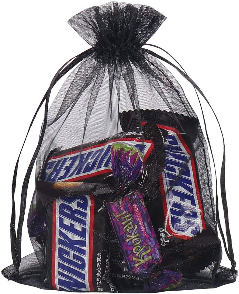 YQL Black Organza Bags,100PCS 5x7 Inch Gift Favor Bags Mesh Fruit Protection Bags Jewelry Pouches Sachet Bags Wedding Party