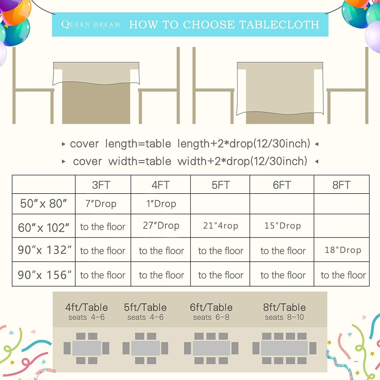 QueenDream Sequin Tablecloth 90x132 Inches Rectangular Silver Table Cloth Glitter Fabric Overlay for Wedding Birthday Bridal Shower Decorations