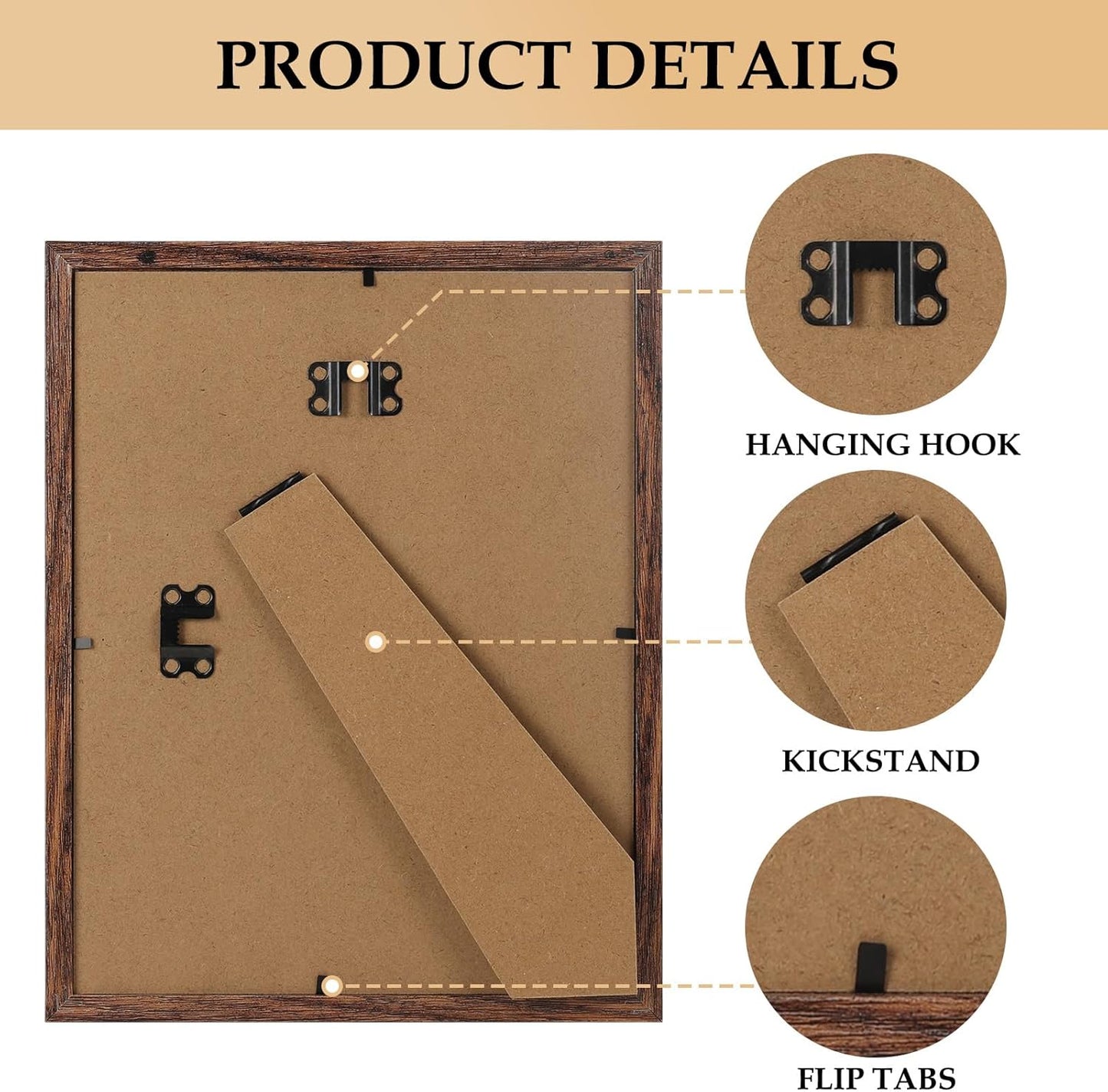 PETAFLOP Wooden Bulk 8.5x11 Picture Frame Set of 18, Rustic Brown Certificate Frames Fits 8.5 by 11 for Wall or Tabletop Display