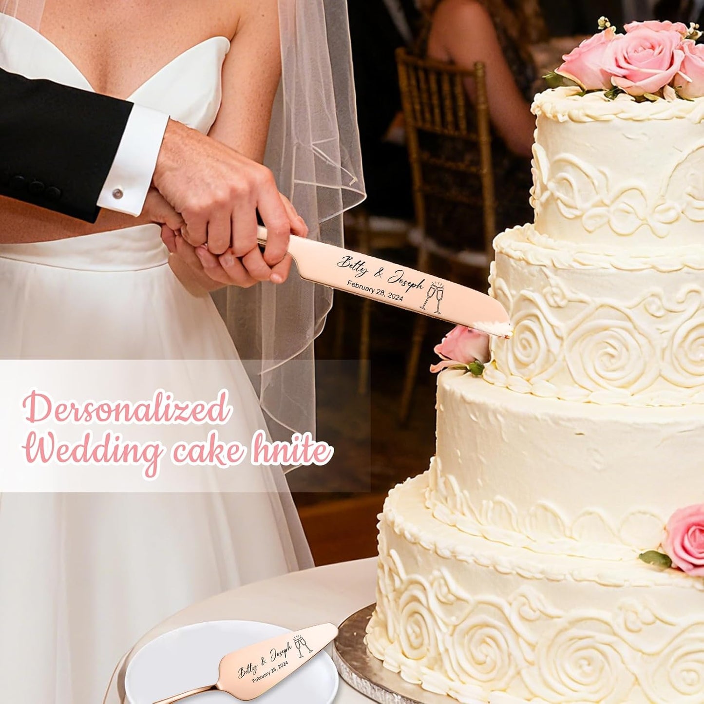 Personalized Wedding Cake Knife and Server Set Stainless Steel Cake Cutter Server Engraved Cake Cutting Set for Wedding Anniversary Engagement Birthday Gifts