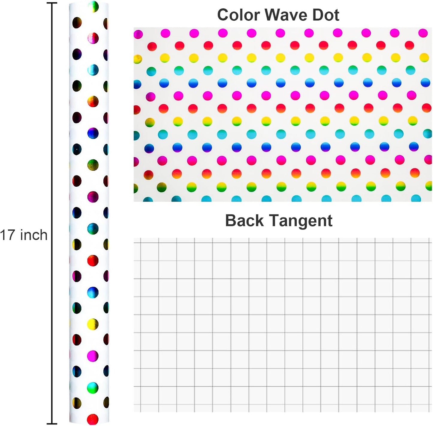 Burymento Rainbow Dots Wrapping Paper, Gift Wrap for Birthday, Valentines, Mothers day, Graduation, Wedding, Fathers day, Baby Shower, Christmas (17in x 32.8ft)