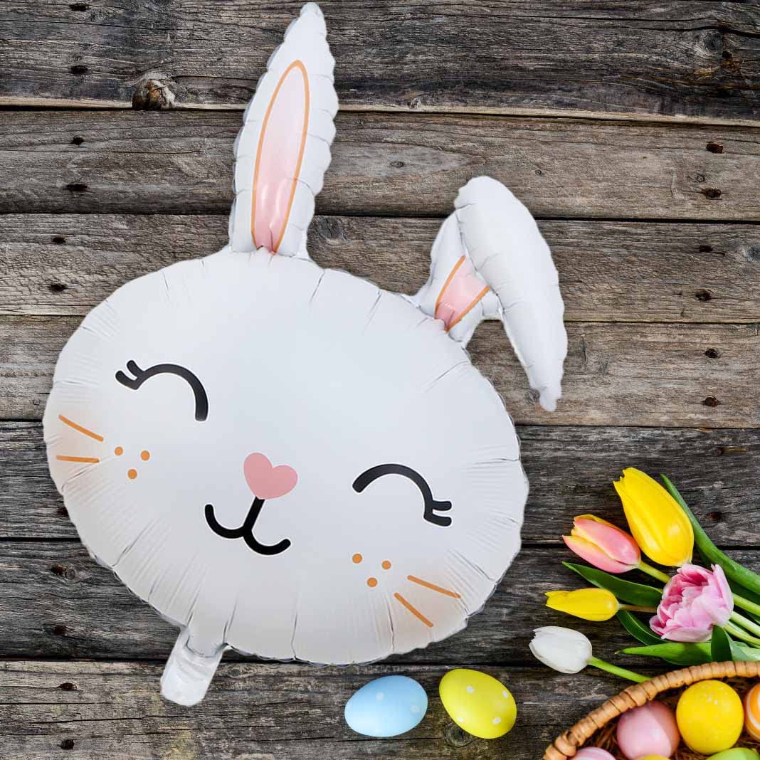 HADCKJA Bunny Balloons Easter Balloons Rabbit Head Foil Balloon for Easter Themed Party Bunny