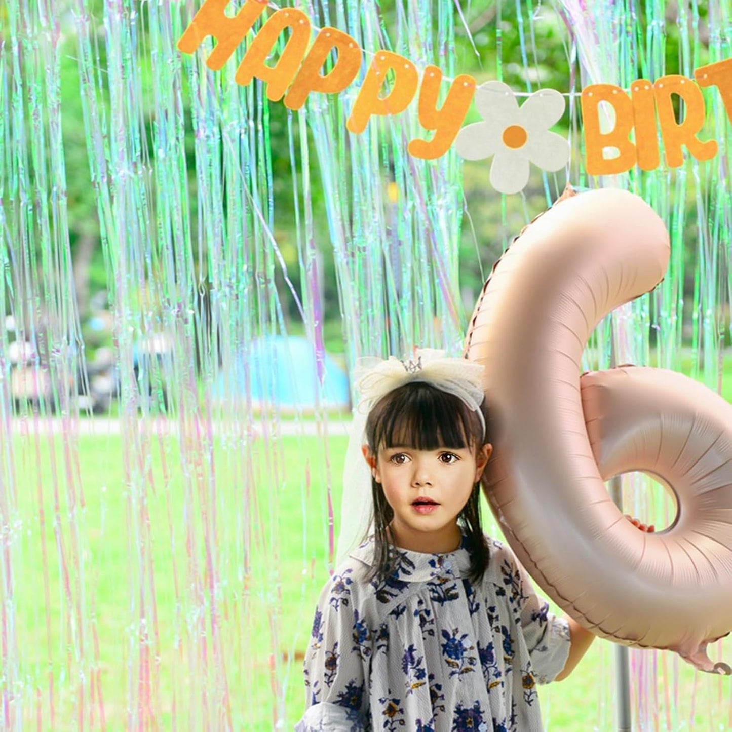 CANREVEL 2 Pack 3.2x6.5 Feet Iridescent Foil Fringe Backdrop Curtains, Clear Green Tinsel Photo Booth Props Streamers Party Decorations for Birthdays Jungle Safari Tropical Party Christmas Decorations