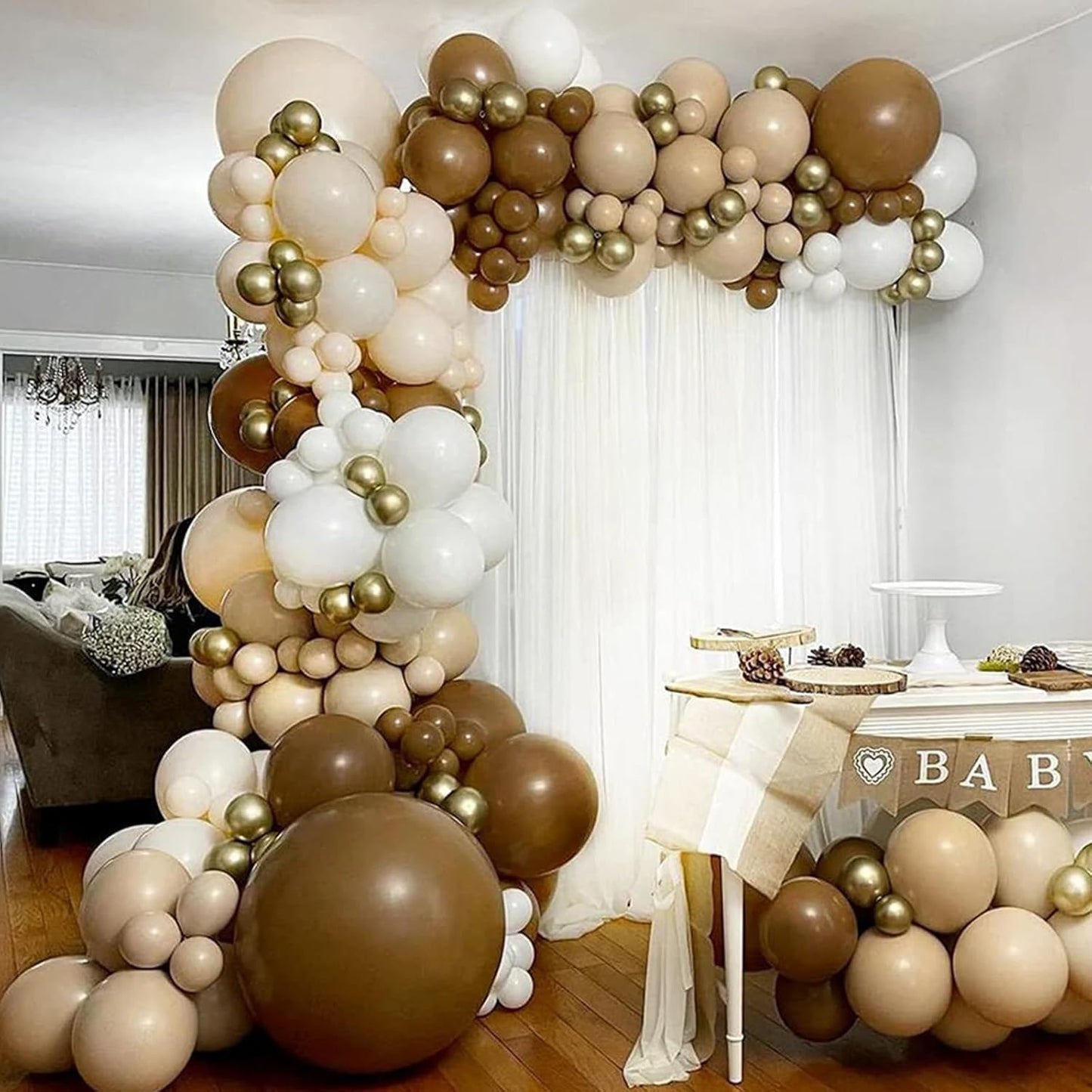 Brown Cream Neutral Balloons, 12 Inch 60PCS Retro Brown Khaki Beige Sand White Balloon, Beige Nude Apricot Balloon for Neutral Bear Bridal Baby Shower Wedding Birthday Party Decorations Supplies