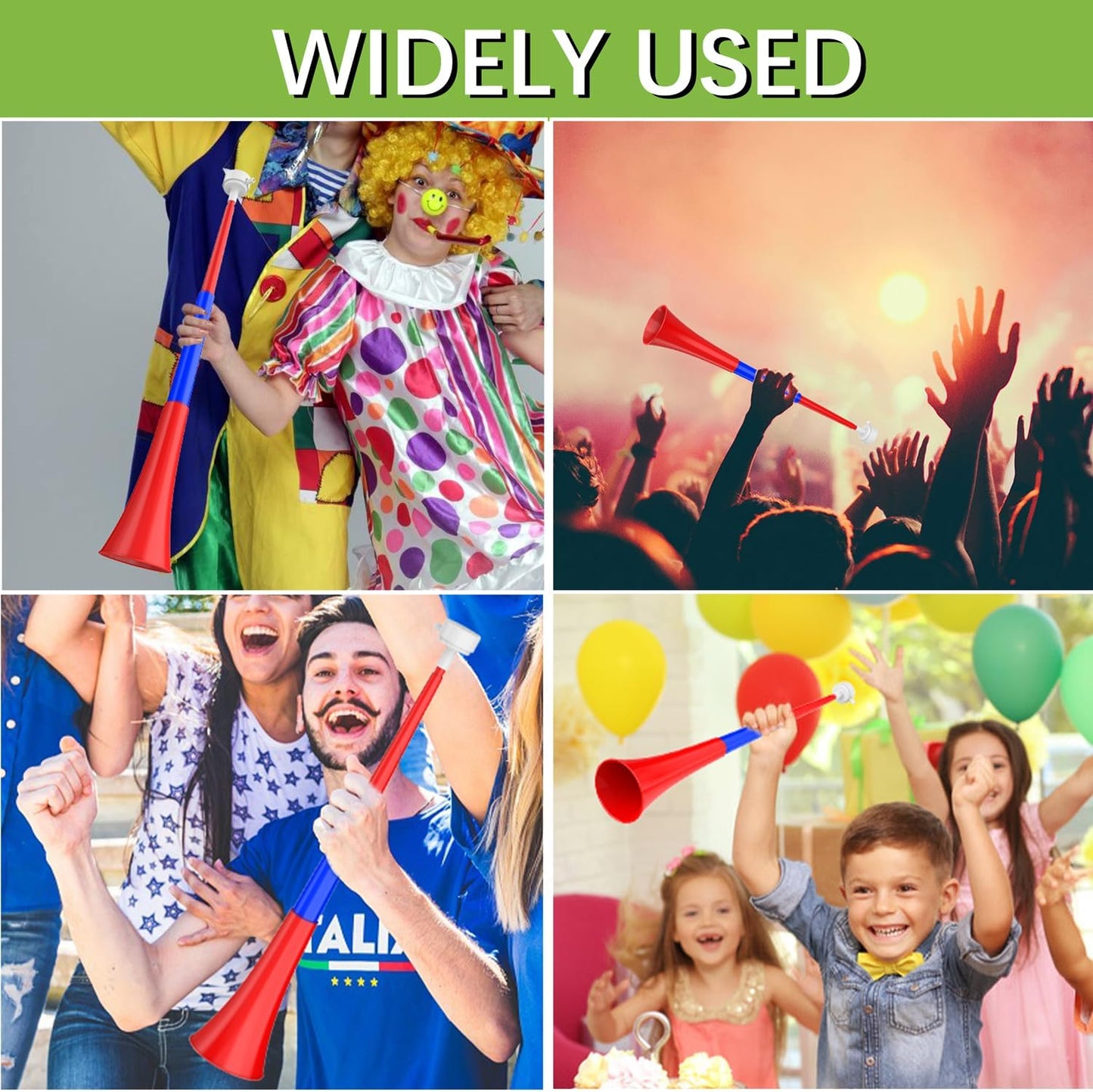 Collapsible Stadium Horn Noise Maker 24 Inch Vuvuzela Plastic Trumpet Horn Blow Horns Noisemakers for Sporting Events Graduation Games School Sports Party Supplies Favors Accessories