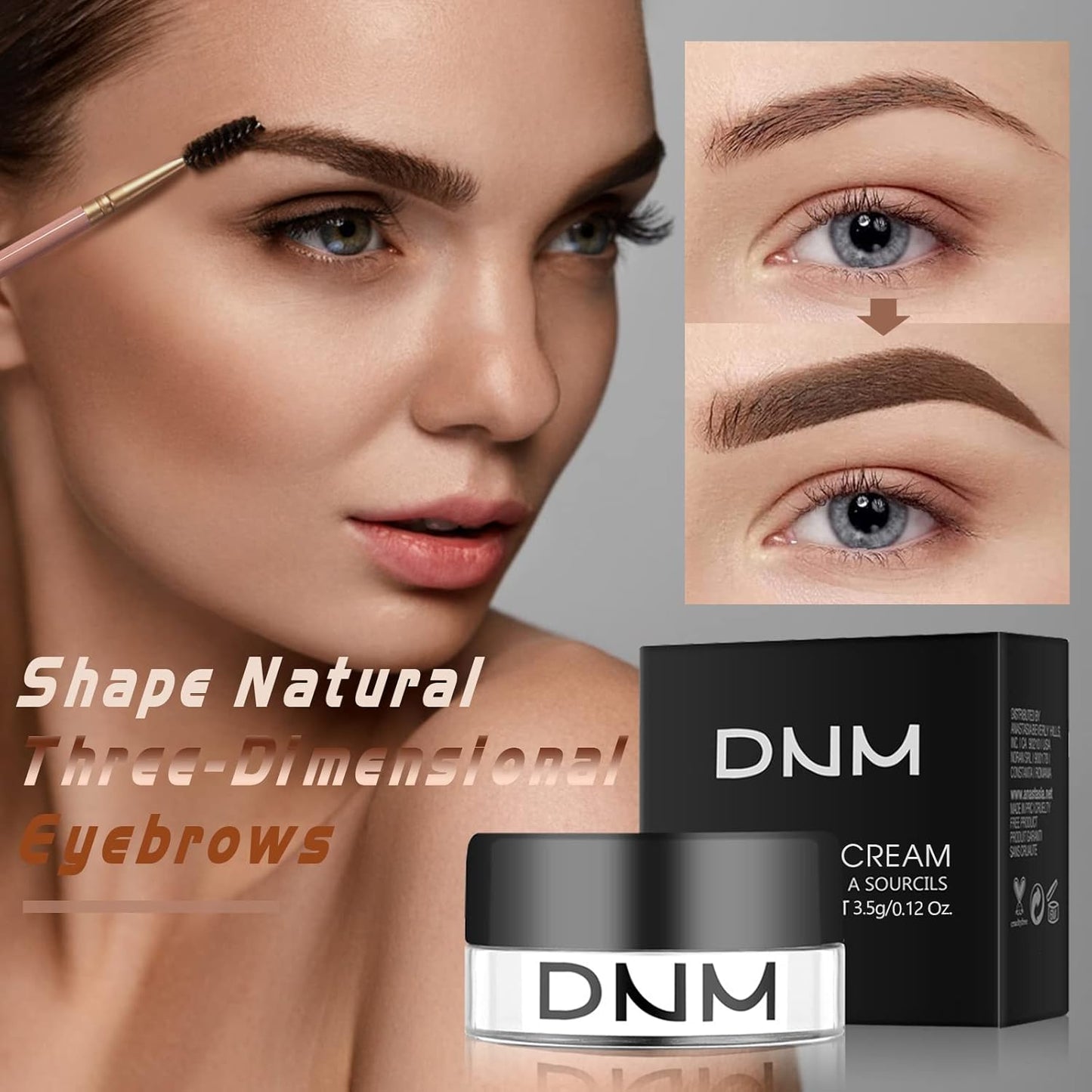 Eyebrow Pomade Kit with Dual-ended Eyebrow Brush, Water and Stain Resistant High Pigment Pomade, Corrects Brow Imperfections for Natural Long-lasting Brow Makeup (05# Soft Brown)